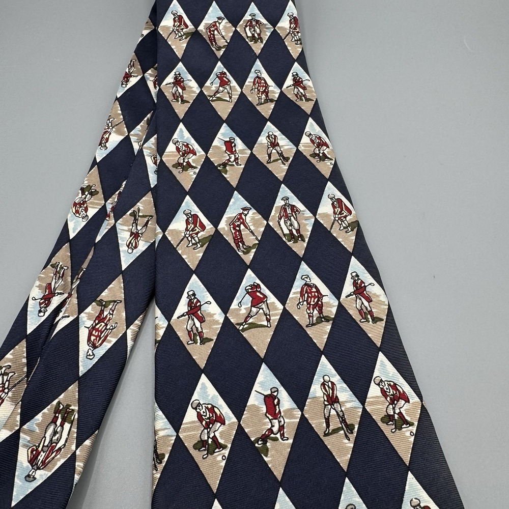 Vtg Pierre Cardin Diamond Golfing Tie Silk Navy